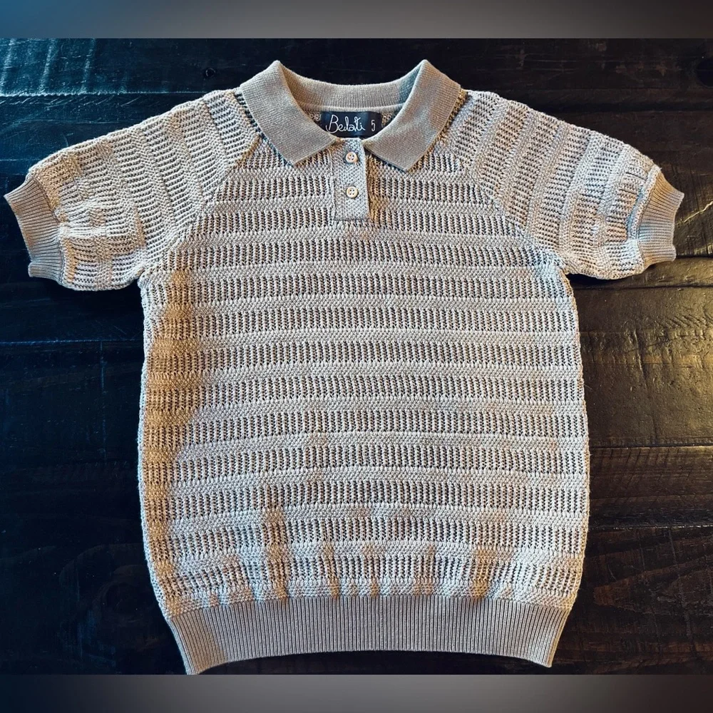 BELATI POINTELLE KNIT BEIGE SHIRT SIZE 5 - Picture 3 of 12